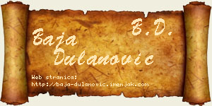 Baja Dulanović vizit kartica